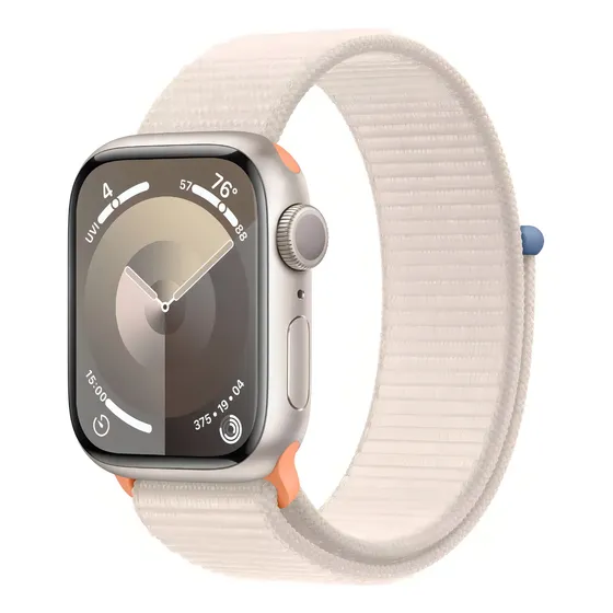 Apple Watch Series 9 GPS • Caja de aluminio blanco estelar de 41 mm • Correa loop deportiva blanco estelar