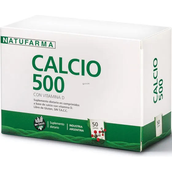Natufarma Calcio 500 Con Vitamina D 50comp Salud Ósea Huesos