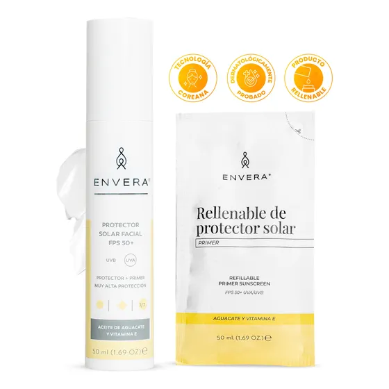 Envera Protector Solar Facial Primer Sin Color + Rellenable 