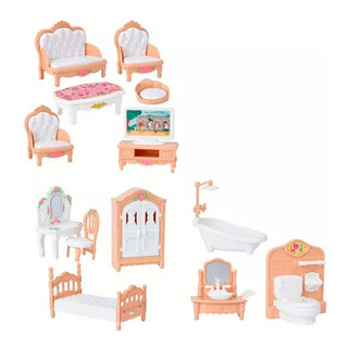 20 Pzs Muebles Casa Muñecas Ternurin Ternurines Baño Cuarto 20 Pzs Muebles Casa Muñecas Ternurin Ternurines Baño Cuarto