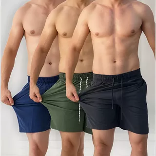 Kit 3 Short Masculino Academia Praia Tactel C Lycra Bermuda Kit 3 Short Masculino Academia Praia Tactel C Lycra Bermuda