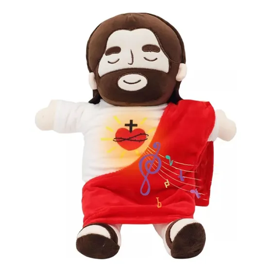 Peluche De Jesús Respira Música Sonido Para Dormir Y Luz Led