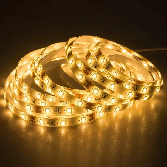Tira LED Flexible de 2 Metros Con Luz Cálida y Adhesiva para Decoración