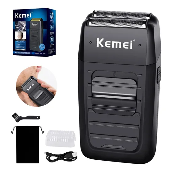 Barbeador Elétrico Shaver Kemei Raspa Cabeça Disfarce Fade