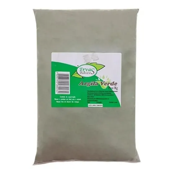 Argila Verde 1kg 100% Ervas E Raízes