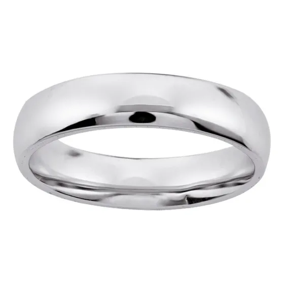 Argolla Oro Blanco Confort Pulida 4mm 14k Marca Diamanis