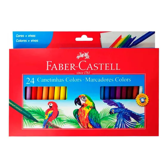Canetinhas 24 Cores Colorir Faber Castell Hidrocor Pintar