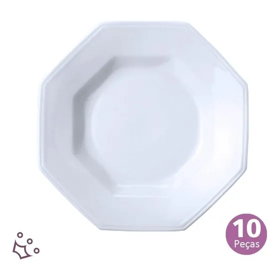 Jogo 10 Pratos Fundos Sopa Porcelana Schmidt Prisma 2ª Linha