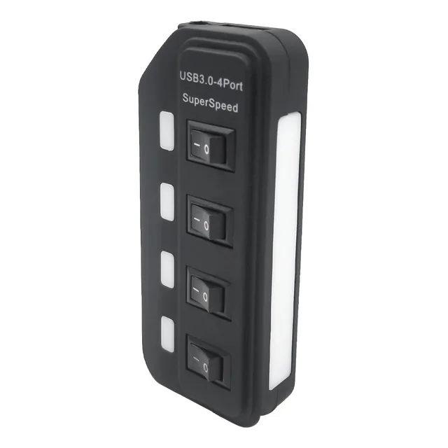 Hub Usb 3.0 X 4 Puertos Con Llave Y Fuente De Alimentacion