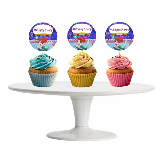 La Sirenita Cupcake Toppers Adorno Para Muffins X10