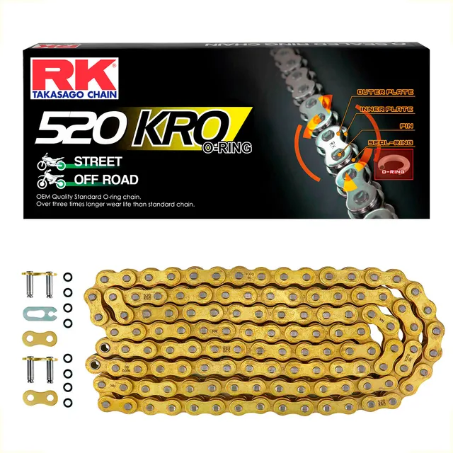 Cadena Rk 520 X 122 Cf Moto 800 Mt C/ Oring Dorada Reforzada