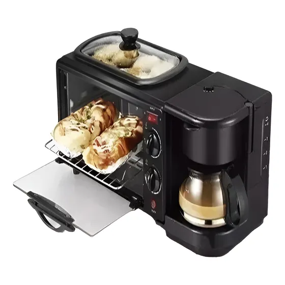 Máquina Para Hacer Desayuno 3 En 1 Horno Cafetera Sarten