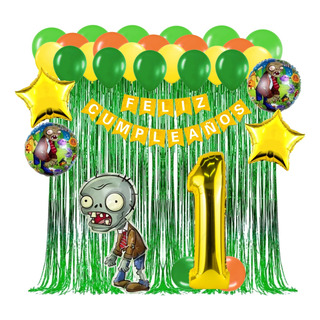 Kit Globos Plantas Vs Zombies Decoración Cumpleaños Kit Globos Plantas Vs Zombies Decoración Cumpleaños