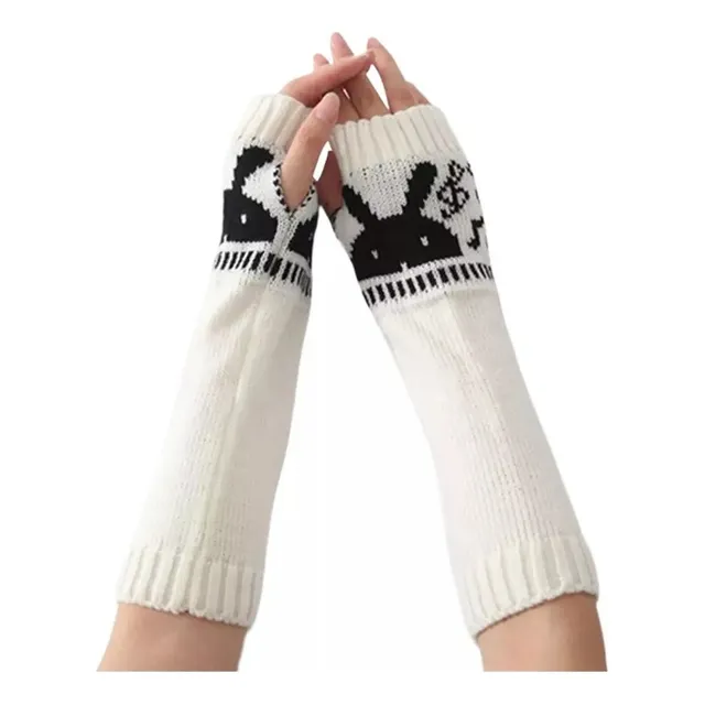 Guantes De Brazo Largo, Mitones De Medio Dedo, Tejidos Sin D