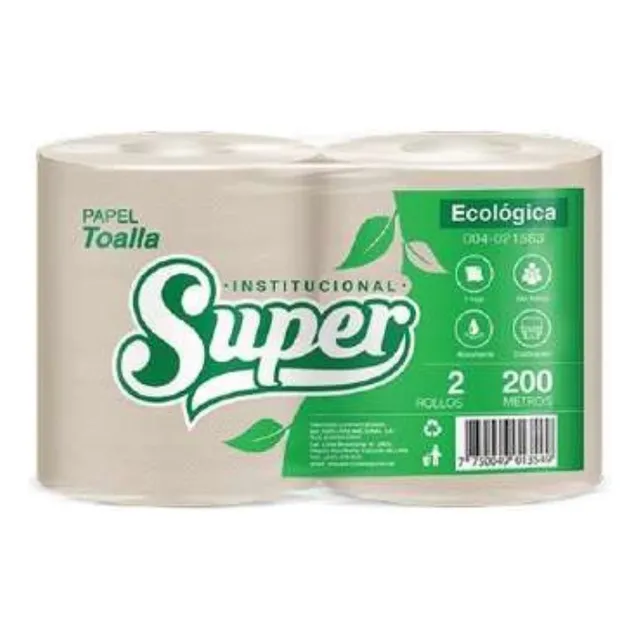 Papel Toalla Jumbo Ecologico Super Bol 2 Rollos X 200 Mts