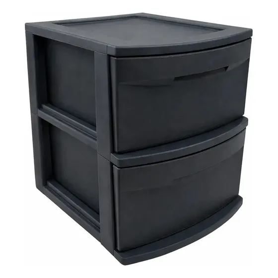 Gaveteiro Organizador Multiuso 2 Gavetas Plástico Modular Preto