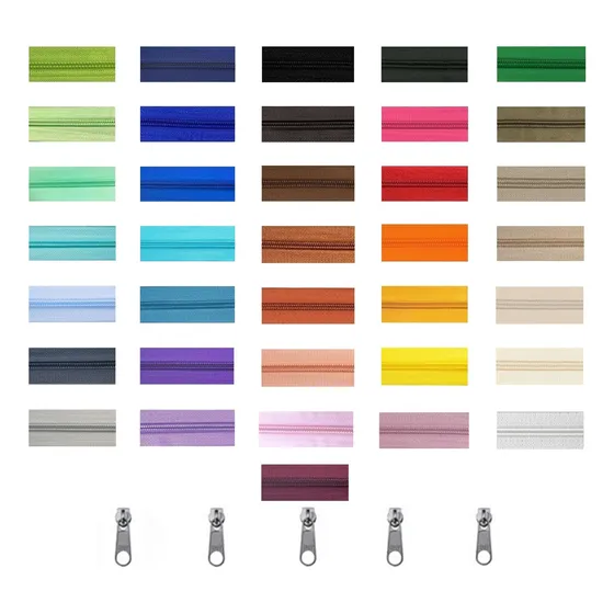 Kit 10 Metros Ziper Nº 5  E  20 Unidades De Cursor Nº 5  