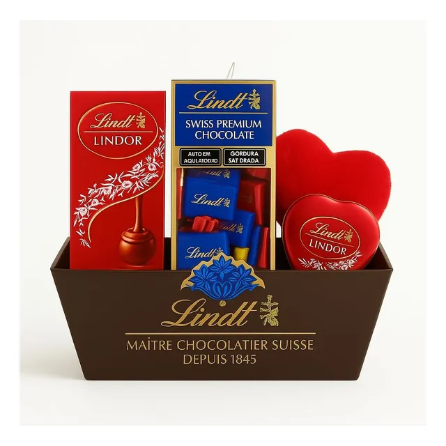 Cesta Dia Das Mães Chocolates Mais Vendidos Lindt 400g