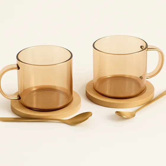 Caneca Âmbar Dourada 280ml Com Colher De Coelho