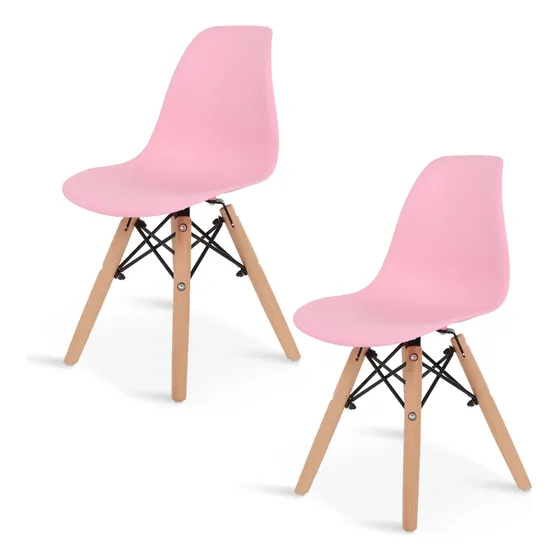 Set De Sillas Infantiles Diseño Eames Para Etapa Preescolar Color Rosa