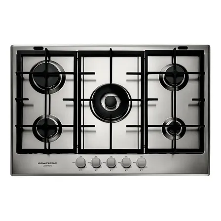 COOKTOP A GÁS BRASTEMP GOURMAND 73CM 5 QUEIMADORES COM DUPLACHAMA