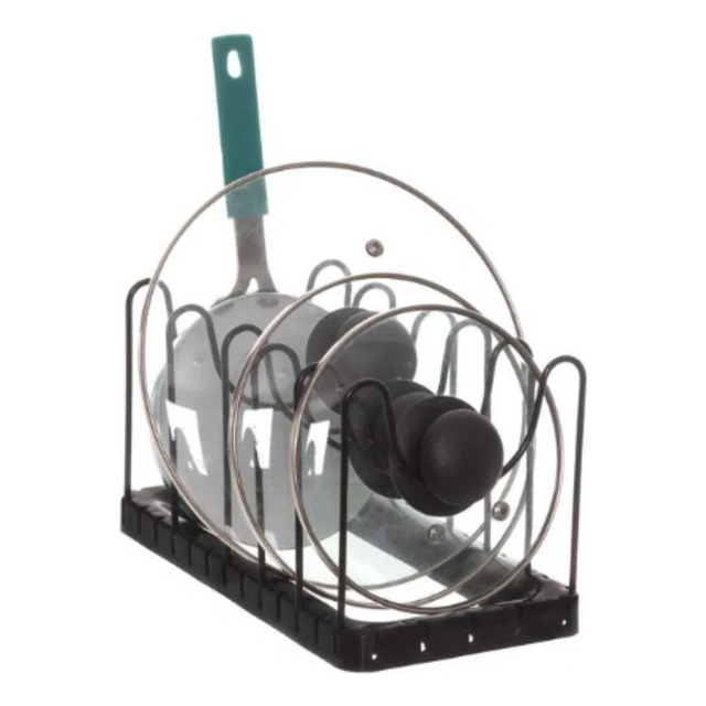 Organizador De Tampas E Frigideiras Para Armário De Cozinha Cor Preto Organizador De Tampas E Frigideiras Para Armário De Cozinha Cor Preto