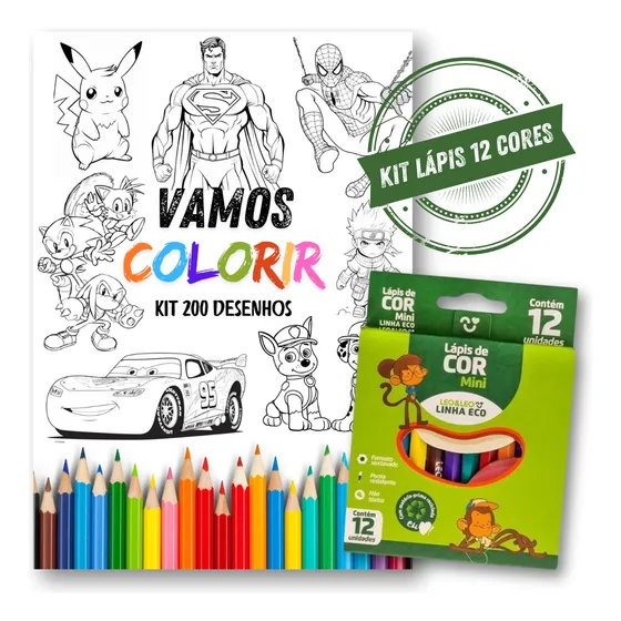 Kit 200 Desenhos Para Pintar - Temas Variados - 1 P/folha A5