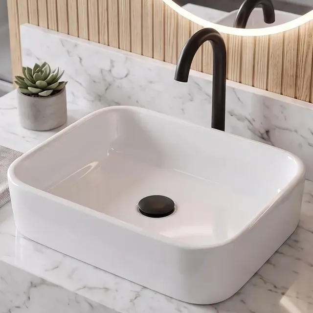 Cuba P/ Banheiro Lavabo Rectangular De Apoio Sobrepor Branco Brilhante Ache Aqui Lar