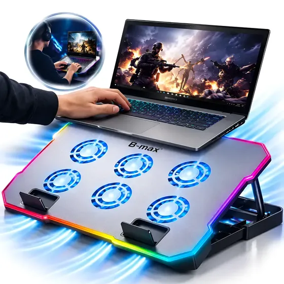 Cooler Notebook Gamer 6 Ventoinha Coolers Bases Suportes Rgb