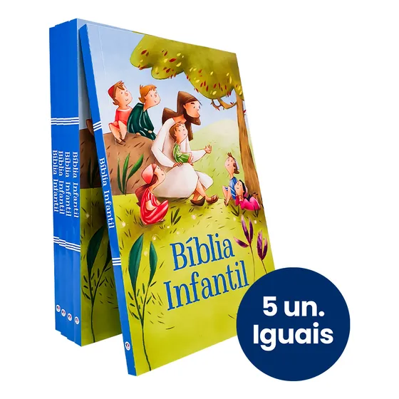 Kit 5 Bíblias Infantil Ilustrada Para Crianças