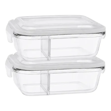Conjunto Com 2 Potes 1040ml Divisória Hermético Marmita Sortida