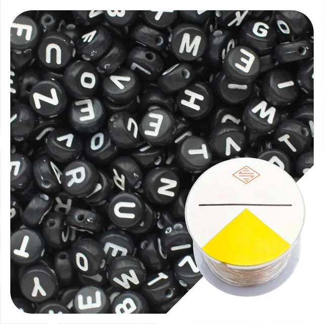 Letras Acrílico + Rollo Nylon Elástico Pulseras Manillas