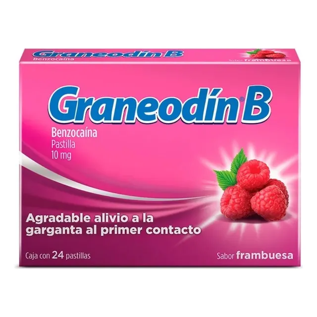 Graneodin B Benzocaina 10 Mg Frambuesa 24 Pastillas