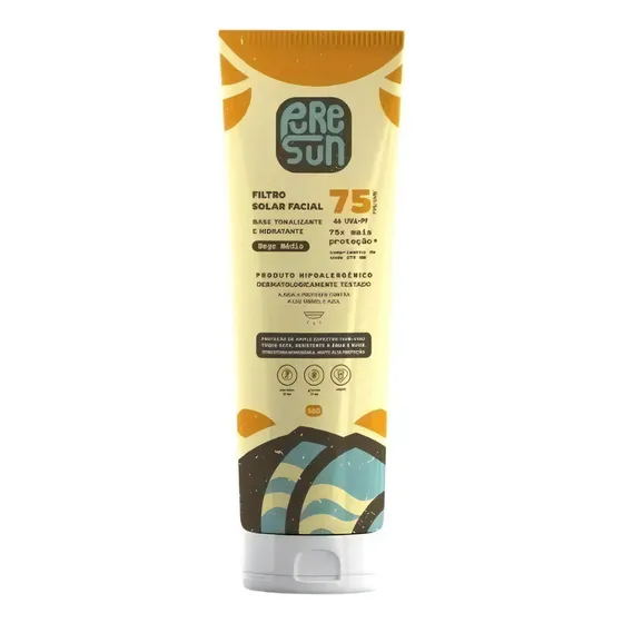 Filtro Solar Facial Vegano Puresun 75 Fps 50g Cor Bege Médio