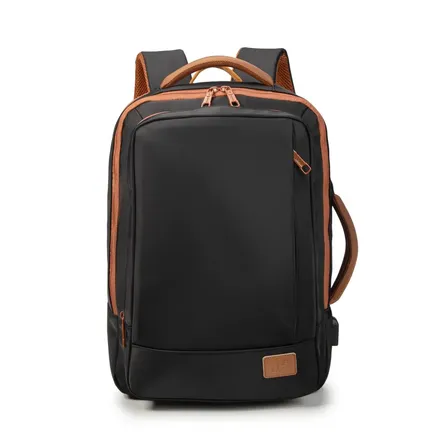 Mochila, impermeável, reforçada, com capacidade para laptop, ampliação de 25 a 40 L, adequada para homens e mulheres, ideal para viagens e deslocamentos diários, com porta USB (preto)