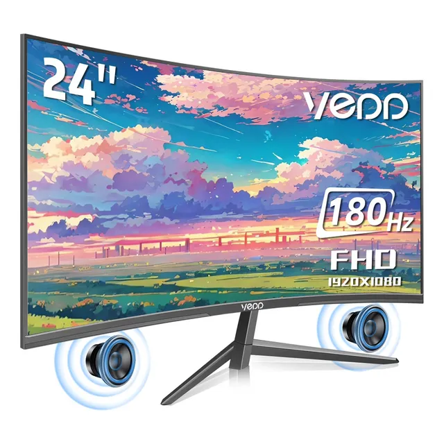 Vedd® 24 Pantalla Monitor Gamer Curvo Pc Hdmi Freesync 1ms Full Hd 180hz Led Negro 127v