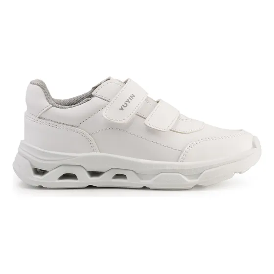 Tenis Escolar Niño Yuyin 25461 Blanco Con Doble Velcro