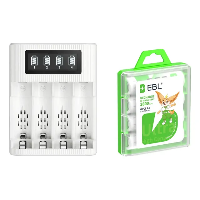 Combo Ebl Cargador Inteligente Usb + 4 X Pilas Aa 2800mah