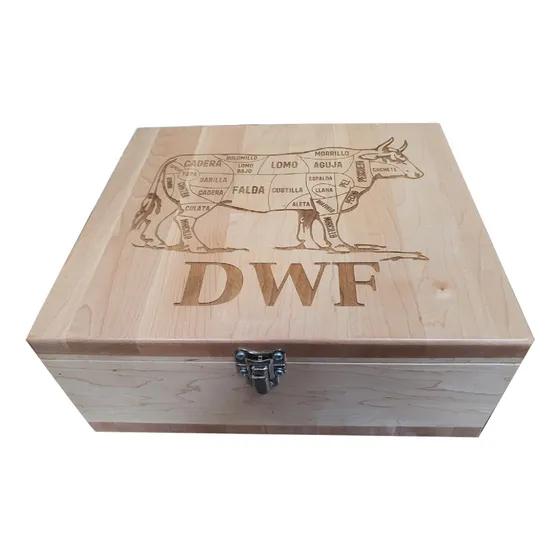 Grillbox Doble De Madera Fina  Para Carnes Quesos Etc C/logo