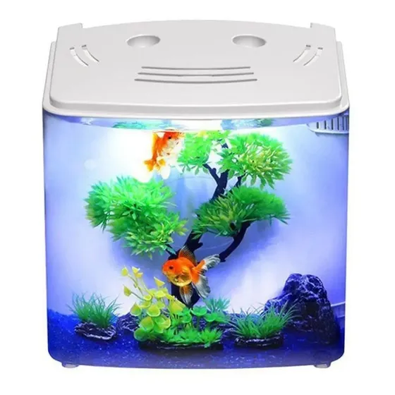Aquário Sunsun ATS-220 Beteira 5,5L para Betta Branco Acrílico LED