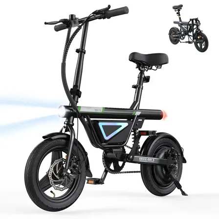 Bicicleta Elétrica Dobrável EB1S 500W, até 50km com Bateria 36V 12Ah, Suspensão Traseira, Display LCD, Farol LED e USB