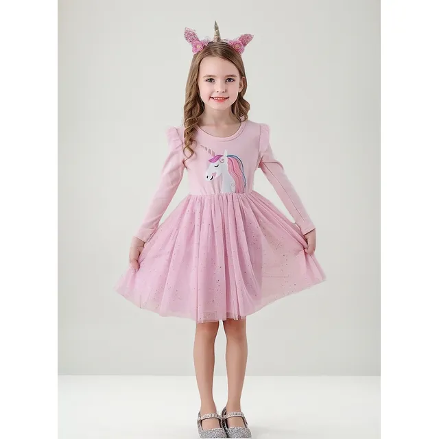 Vestido Niña, Vestido Unicornio, Vestido Tutu, Manga Larga