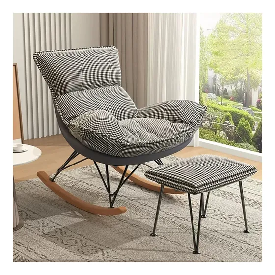 Sillon Mecedor Comodo Juego Planeador Otomana Base Madera