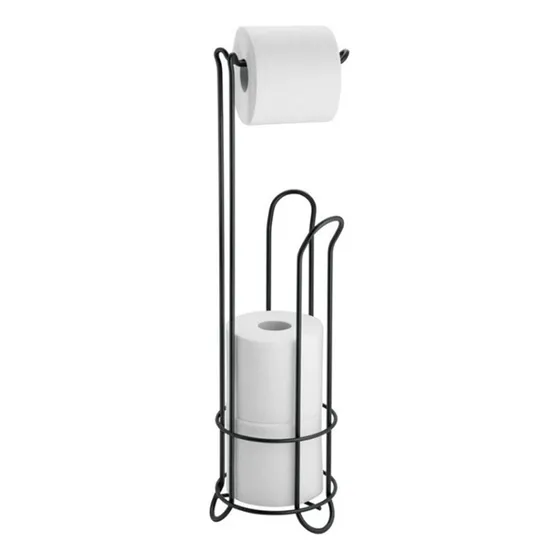 Porta Rollo Papel Higienico De Pie Para 4 Rollos Negro