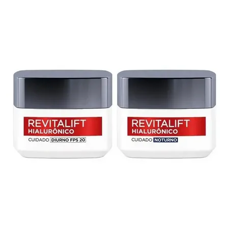 Kit Creme Facial Diurno e Noturno FPS 20 Ácido Hialurônico L'Oréal Paris 2 Unidades Unissex