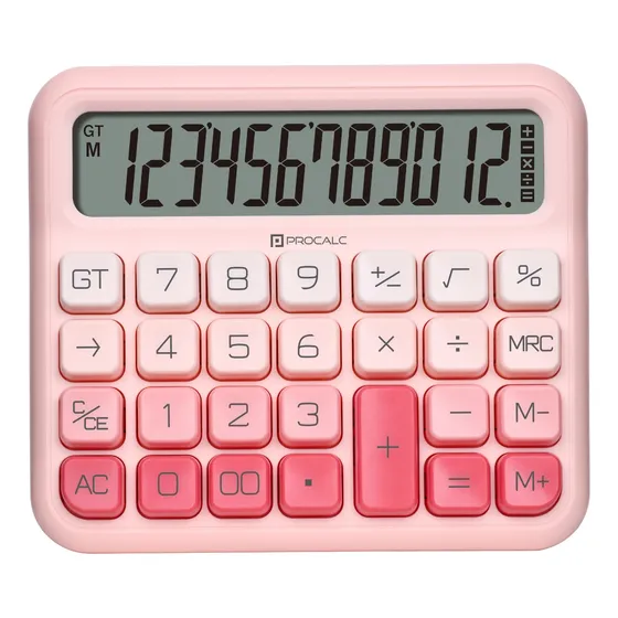 Calculadora Mesa Rosa 12 Dígitos Procalc Pc315-pk Softkey