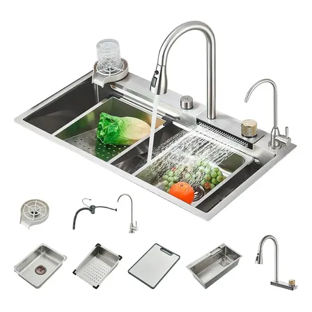 Tarja Fregadero De Cocina De Cascada Acero Inoxidable 80*45