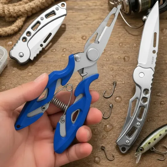 Alicate de Pesca Multifuncional em Aço Inox (12,5 cm) com Canivete