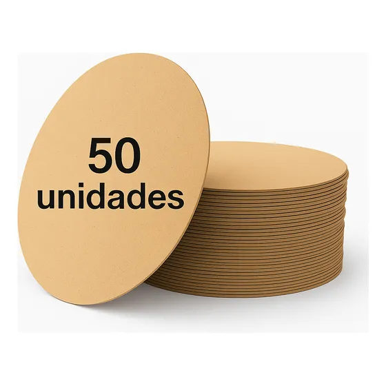 Kit 50 Supla Sousplat 35x35 Cru Circulo Base Mdf 2.5mm