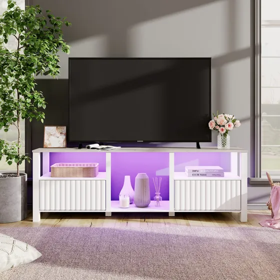 Soporte Tv Luz Led Rgb Color Para Centro Televisor